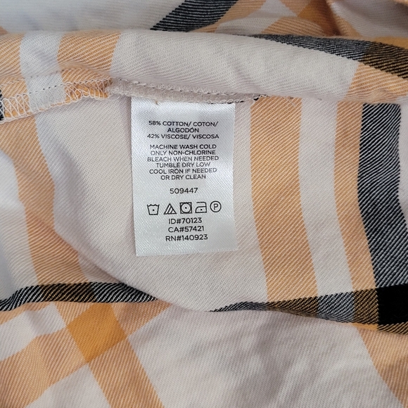 LOFT Outlet Size X-Small Petite Popover Flannel Shirt Top Plaid - Picture 9 of 9